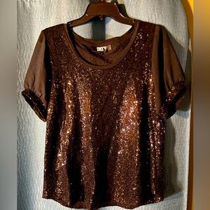 DKNY Black Sequins Blouse